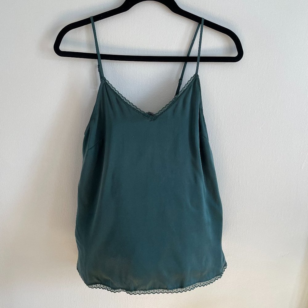 Anthropologie Silk & Lace Green Cami - Size Small